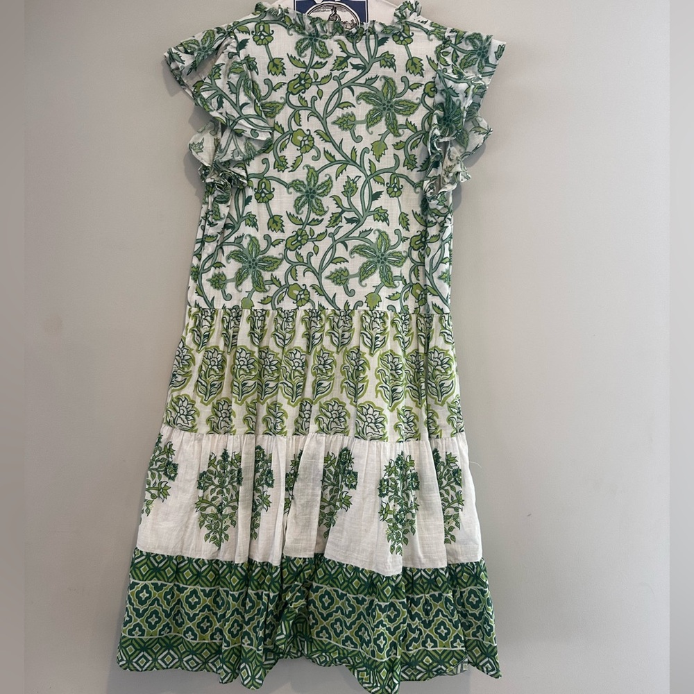 CELINA MOON Green and White Floral Sundress - Picture 3 of 4